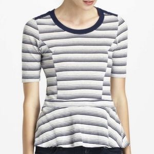 🌶 $5 when bundled - Anthropologie Bordeaux Veda Striped Peplum Top S